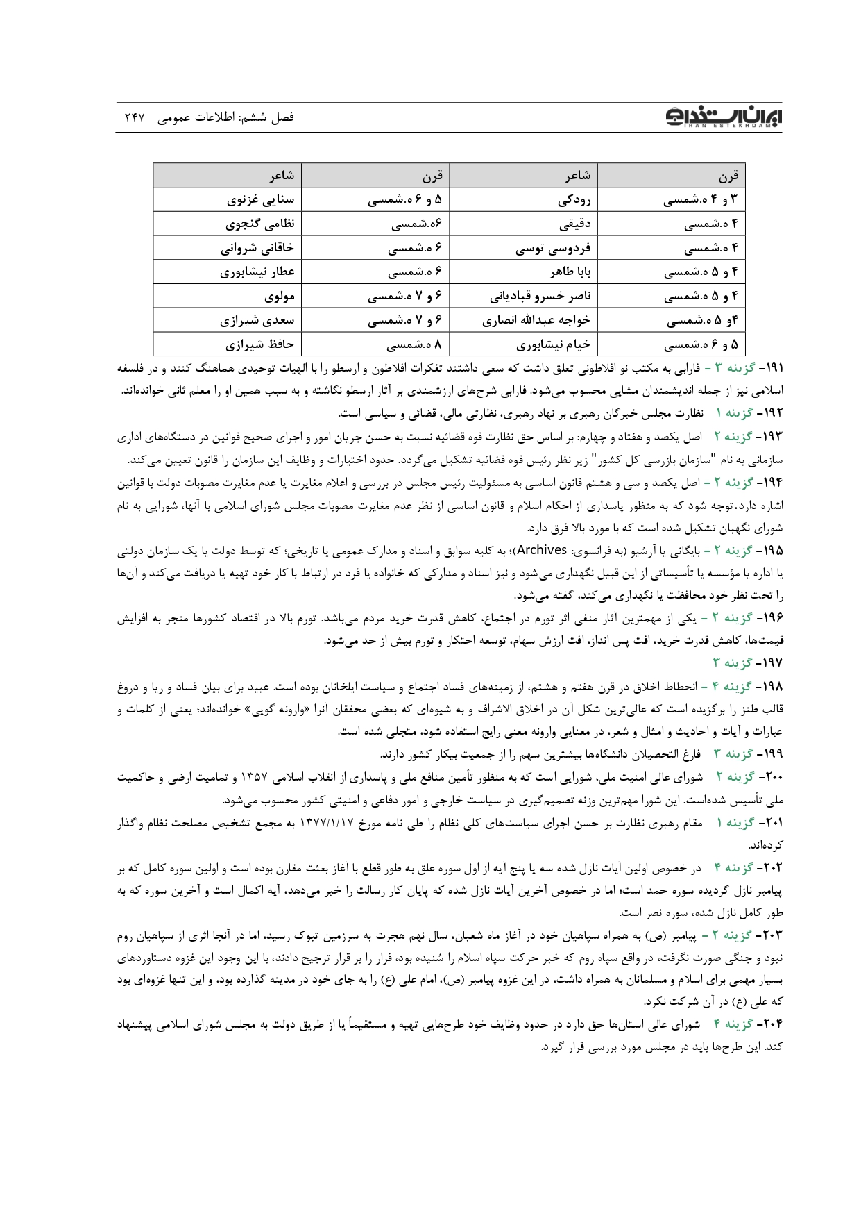 کتاب اصل نمونه سوالات استخدامی 20 سال اخیر